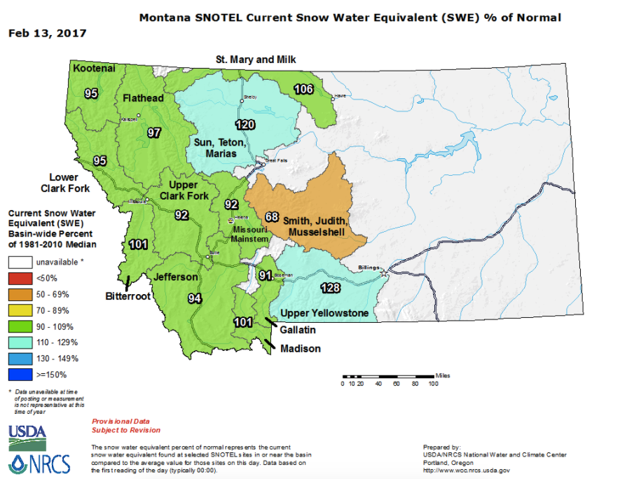 2017 Montana Snow Pack levels